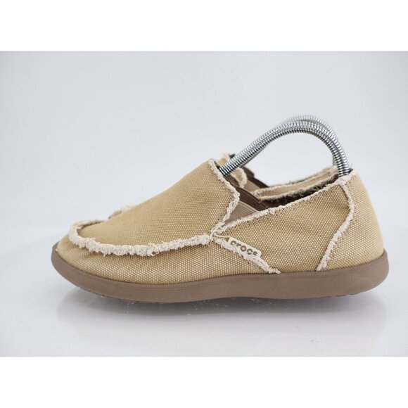 CROCS Men's Santa Cruz Loafer Size 8 Tan Canvas Slip On Shoe Casual Cushioned - Picture 4 of 9